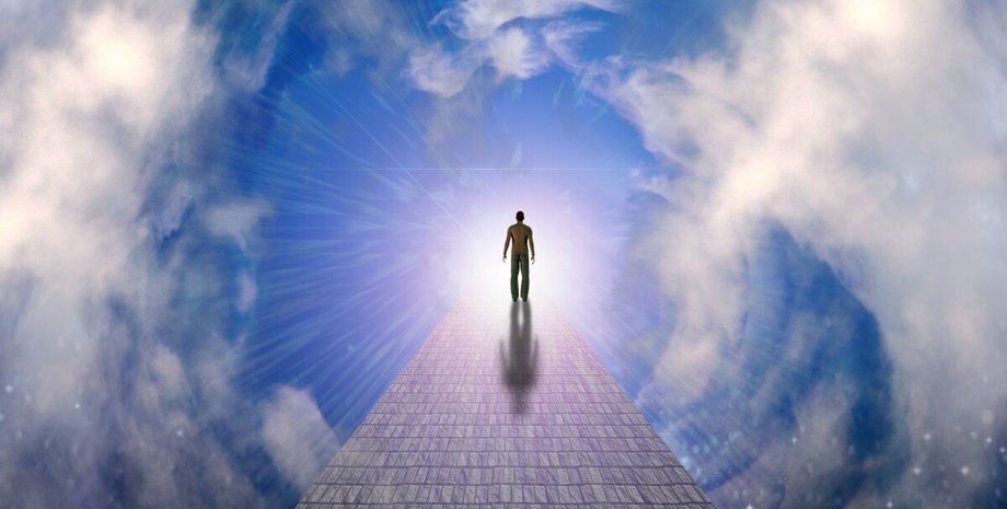 человек, облака, тропинка, свет, фото