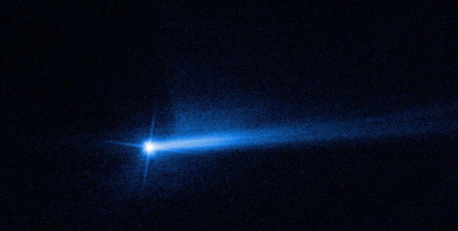 хвост из обломков, астероид Диморф