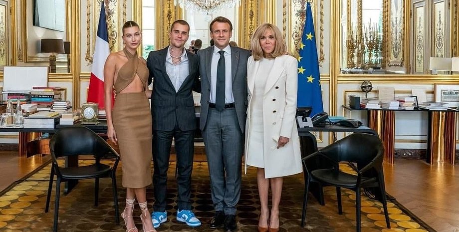 Эммануэль Макрон, Брижит Макрон, Хейли Бибер, Джастин Бибер