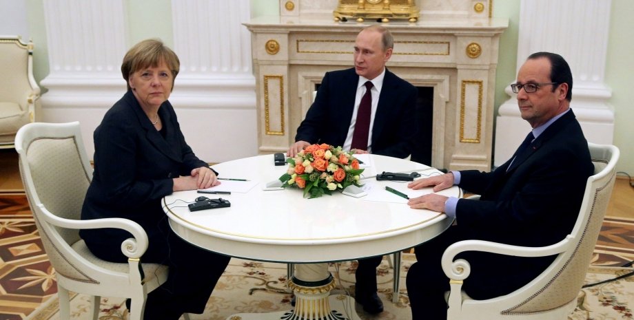 Меркель, Путин и Олланд в Москве / Фото: Getty Images