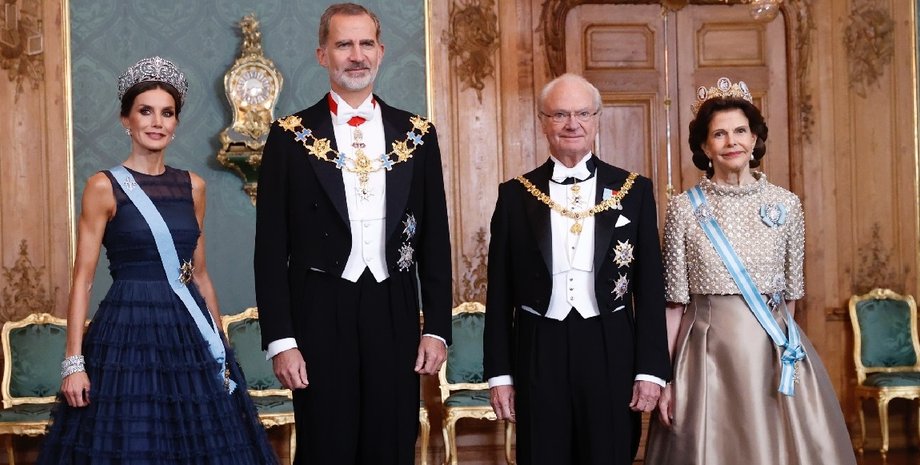 Королева Летиция, король Филипп, король Карл XVI Густав, королева Сильвия
