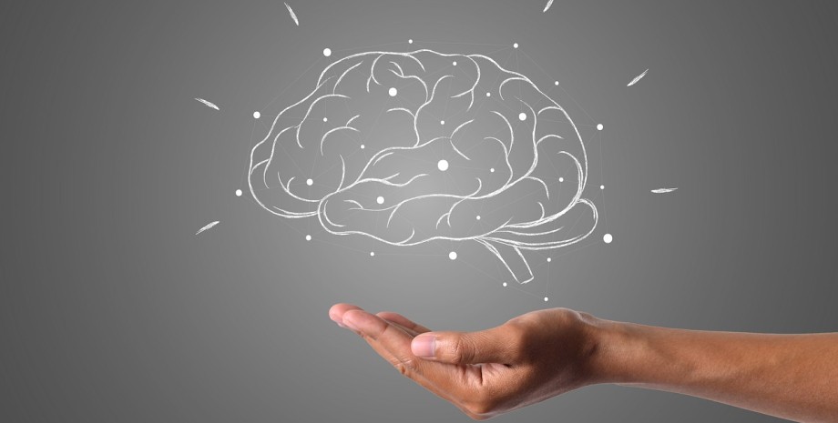 мозг рука, рисунок, нейроны, мысли, разум