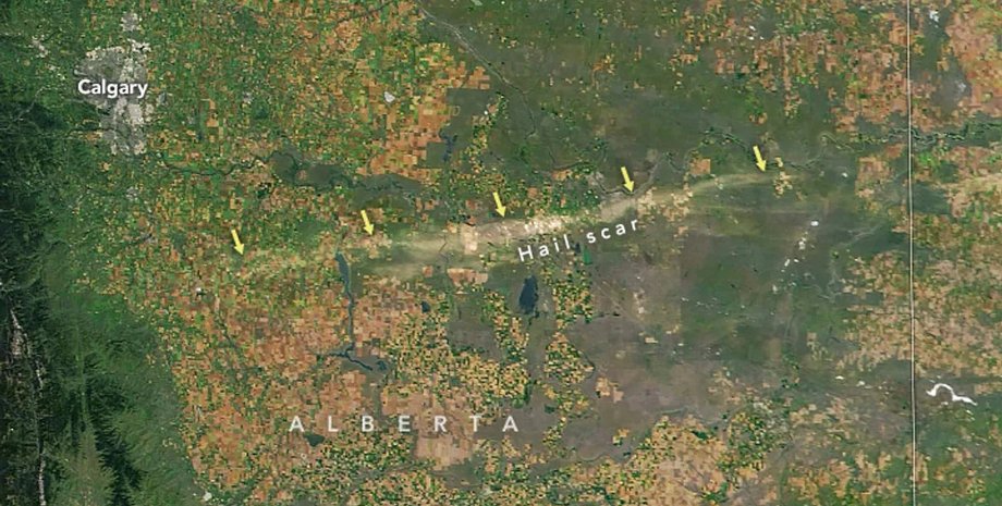 след от града в канаде