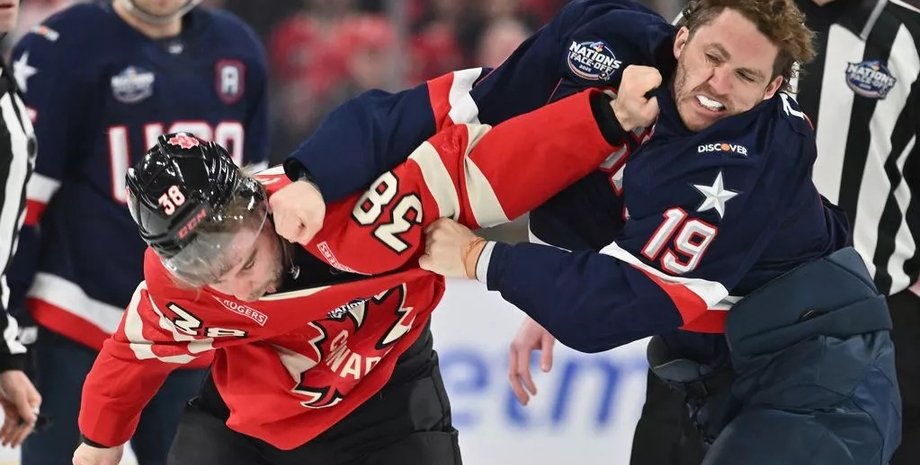 Бійка між хокеїстами США та Канади