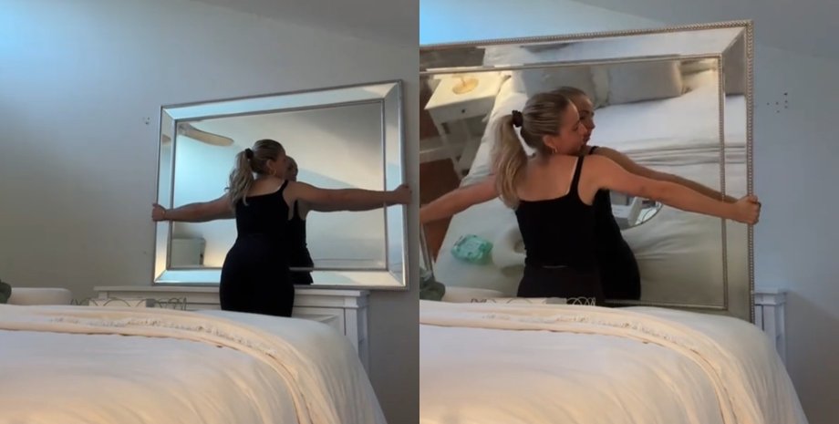 Большое зеркало упало на девушку после того как она попыталась повесить его над камином