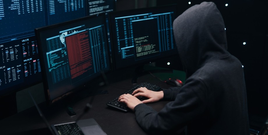 хакер, комп'ютер, монітори