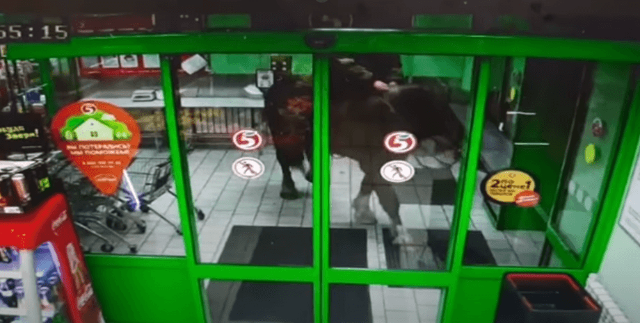 Россия пьяные, новости Россия, лошадь Курская область, супермаркет Пятерочка