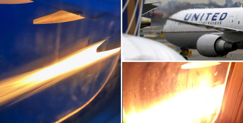 Двигун літака United Airlines загорівся, поломка авіалайнера, аварійна посадка, інцидент з літаками, відео, США