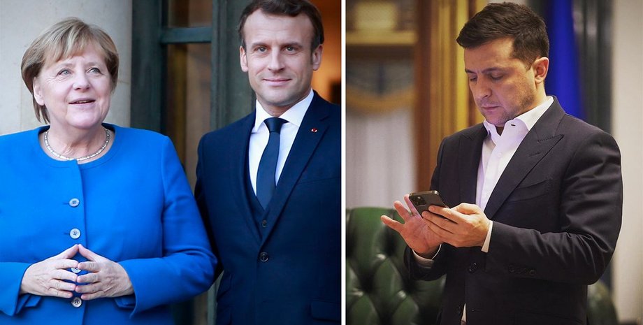 Обострение на Донбассе, Переговоры, Владимир Зеленский, Эммануэль Макрон, Ангела Меркель