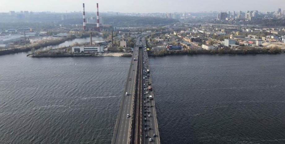 Киев, Южный мост, автомобили, пробка,