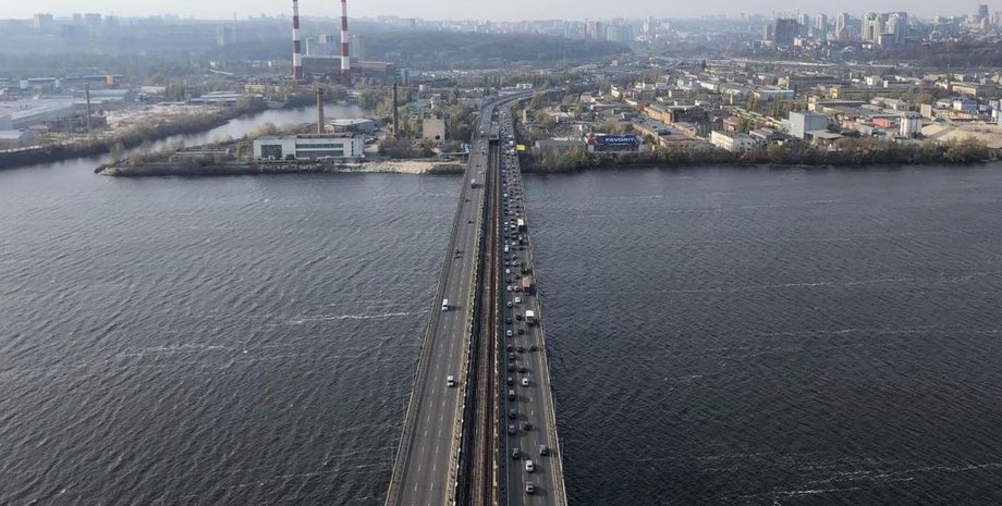 Киев, Южный мост, автомобили, пробка,