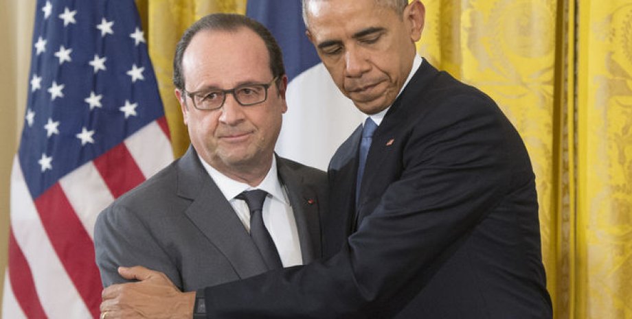 Барак Обама и президент Франции Франсуа Олланд