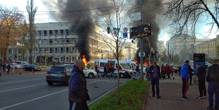 обстрел, обстрел Киева, удар по Киеву, прилет, война в Украине