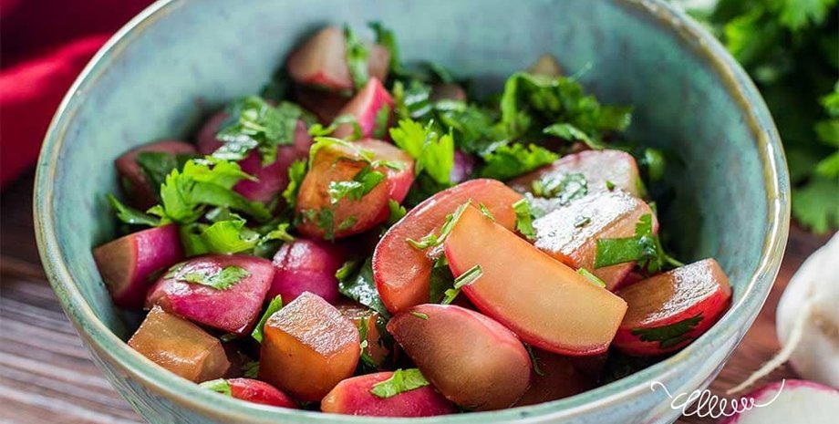 рецепт смаженої редьки, кулінарні рецепти, рецепти клопотенка, рецепти з молодими овочами