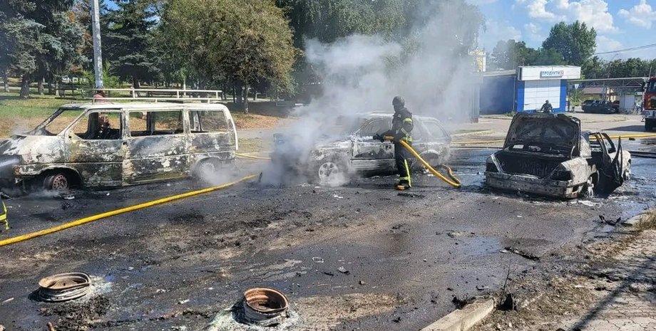 купянск, обстрел, пожар, машина, гсчс