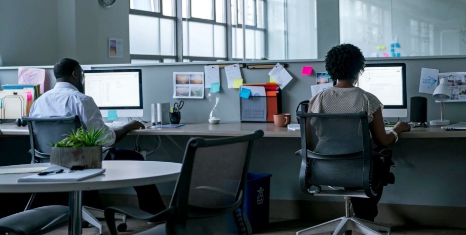 сидяча робота офіс, жінка, чоловік