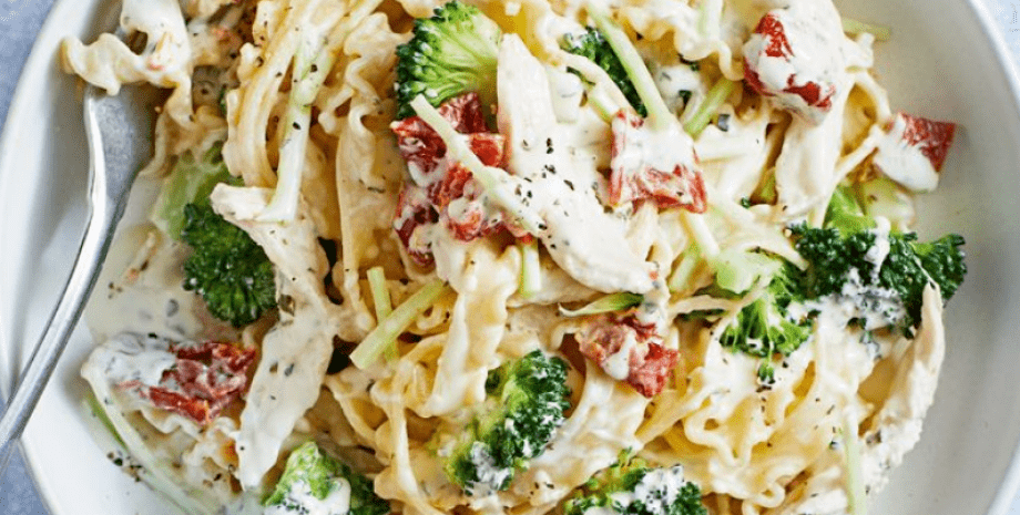 паста с брокколи паста, брокклоди, курица, еда, блюдо