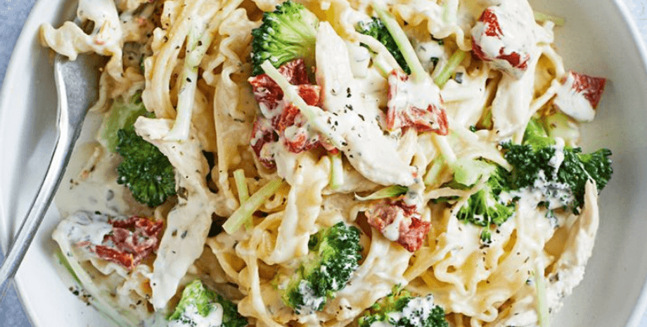 паста, брокклоди, курица, еда, блюдо