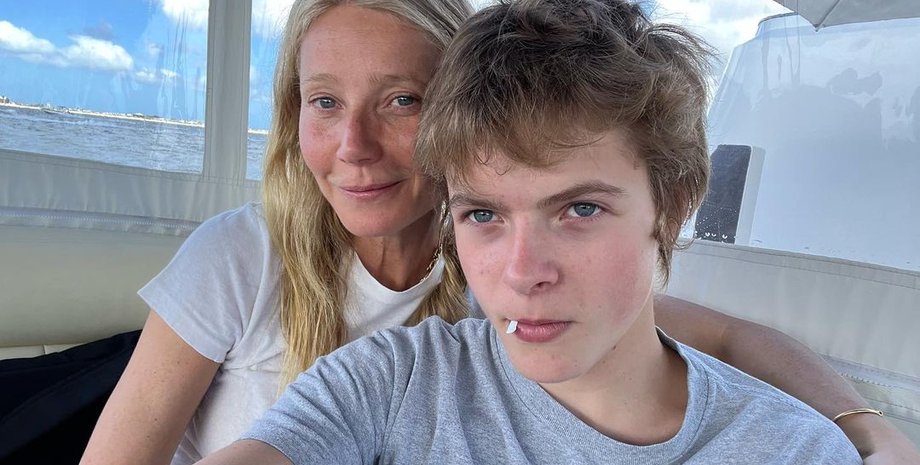 Гвинет Пэлтроу с сыном Мозесом, мозес мартин, гвинет пэлтроу дети