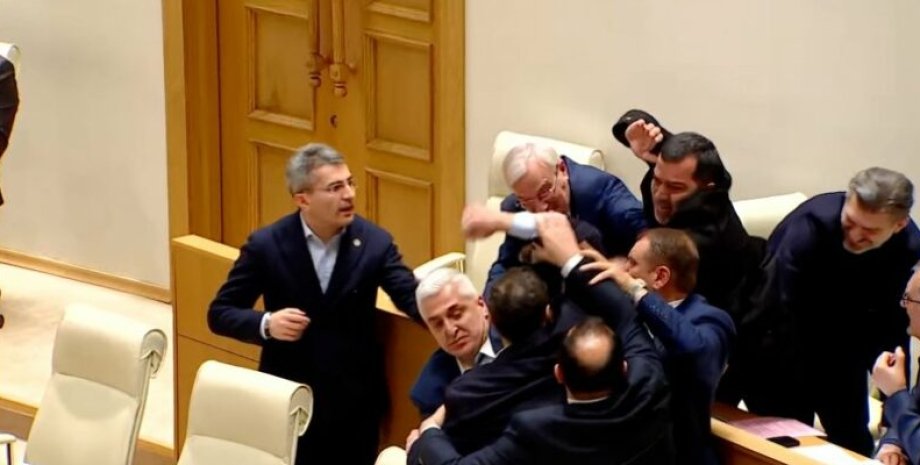 депутаты, драка, парламент, грузия