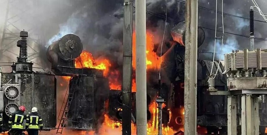 Пожар на подстанции пожар из-за обстрела ВС РФ