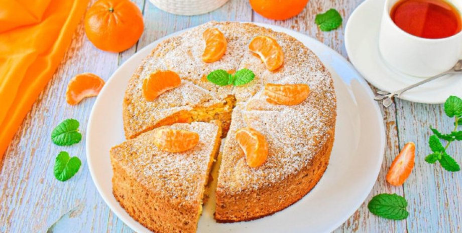 Простой пирог с грушами и мандаринами - Мелодия Кухни