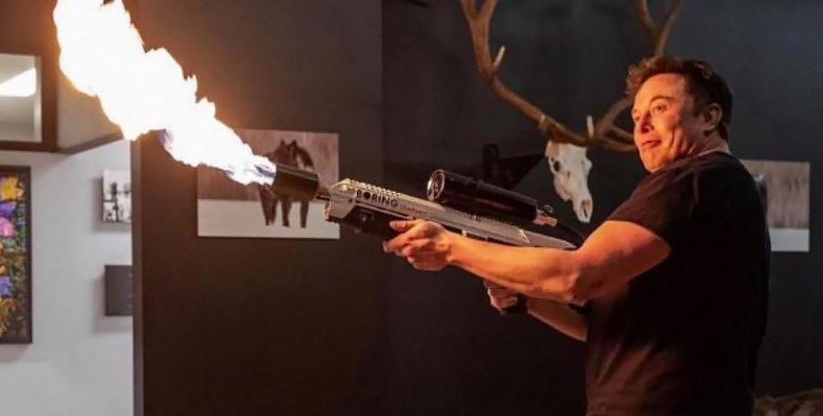 Ілон Маск, вогнемет, Ілон Маск із вогнеметом