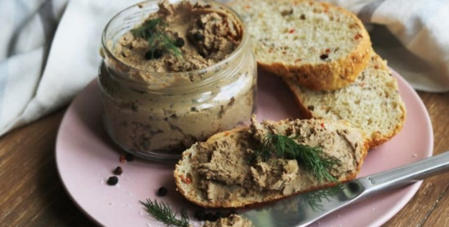 паштет паштет, еда, закуска, банка, нож, хлеб, блюдо