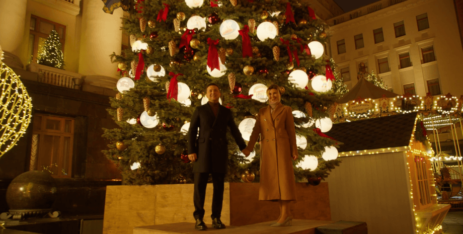 Владимир Зеленский, Елена Зеленская, новогодний городок