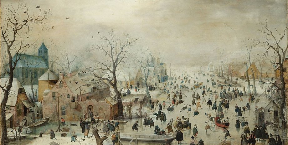 Картина: Хендрик Аверкамп. Зимний пейзаж с конькобежцами / Источник: rijksmuseum.nl