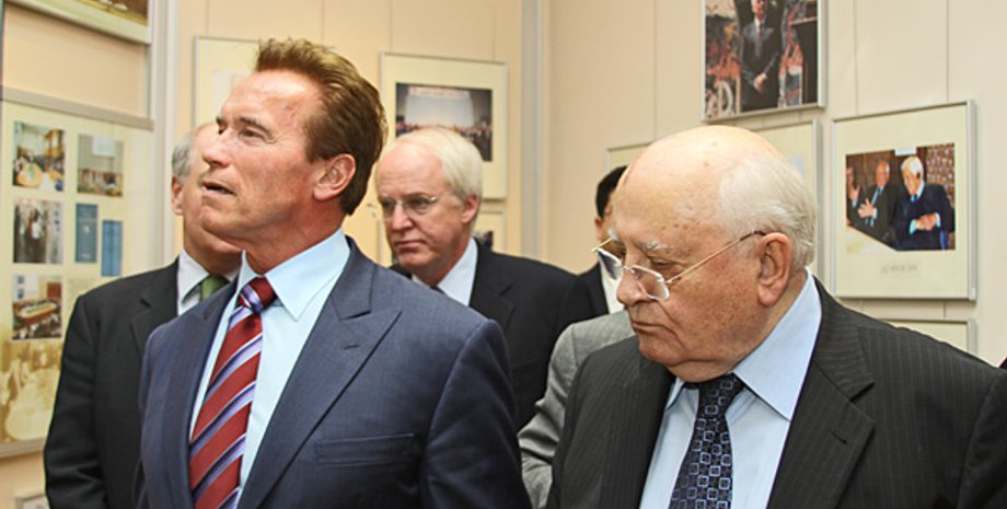 михаил горбачев, арнольд шварценеггер, горби, встреча горбачова и шварценеггера