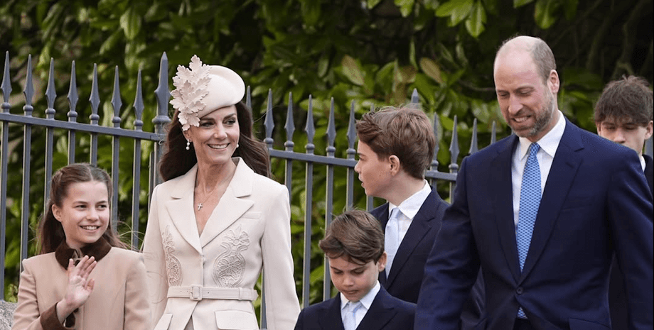 Кейт Міддлтон та принц Вільям зʼявилися з дітьми на великодній службі