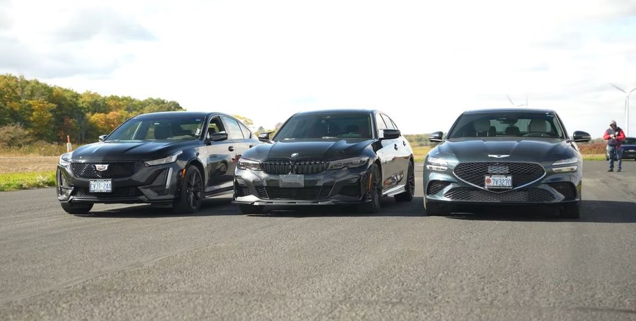 BMW, Cadillac, Genesis, Hyundai, Седаны, Авто, Автомобили, Заезд, Гонки, Драг-рейсинг, Видео, Блогеры