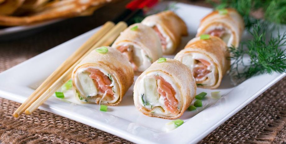 суші з млинців, кулінарні рецепти