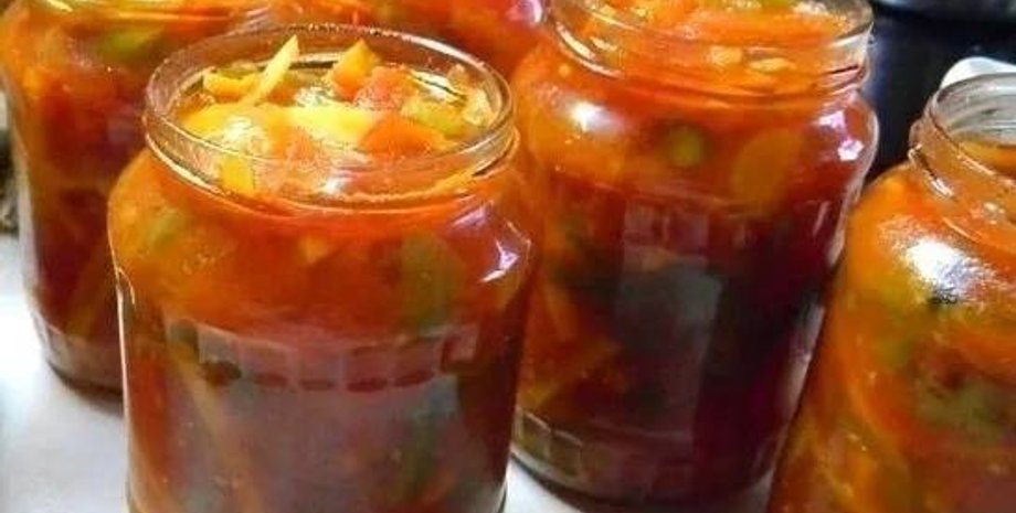 овощной салат, заготовки на зиму, еда, консервация