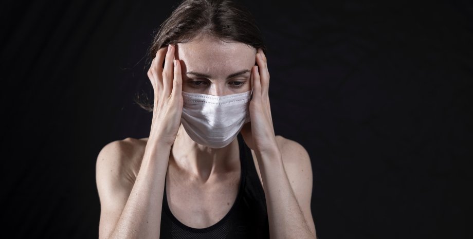 грип, хвороба, жінка, маска