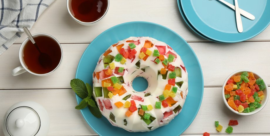 битое стекло,. торт, торт с желе, желе, желейный торт, простой рецепт десерта