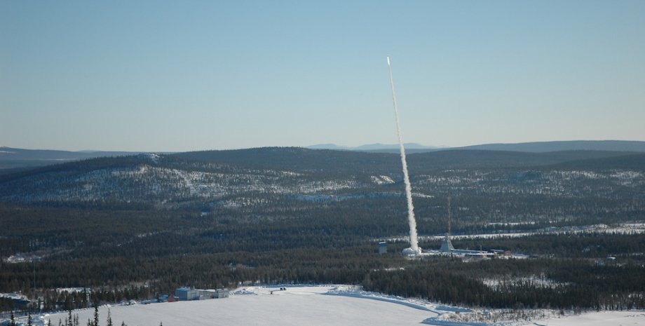 Запуск ракеты, исследовательская ракета, Швеция, Норвегия