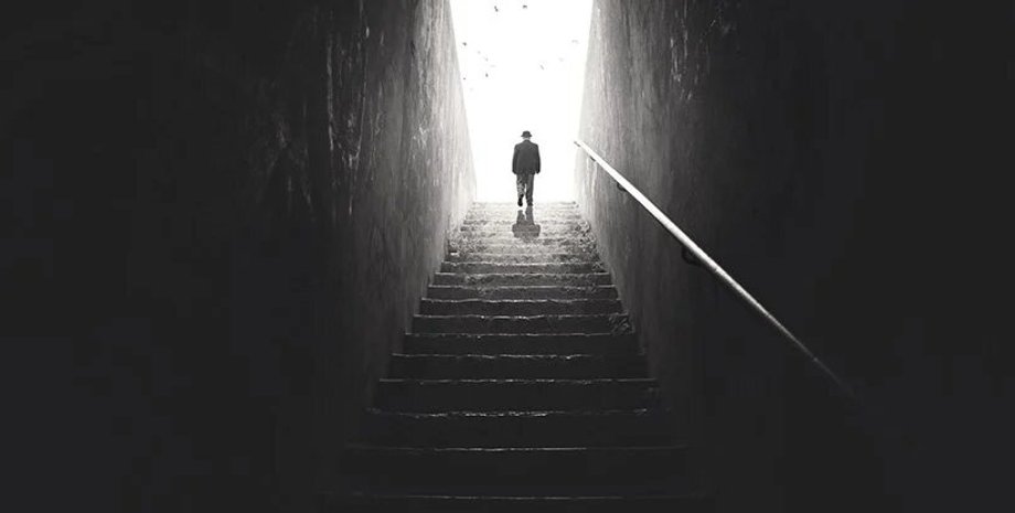 человек, лестница, свет, фото