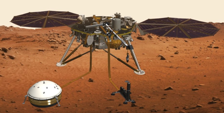 Посадочный аппарат InSight, иллюстрация художника. NASA