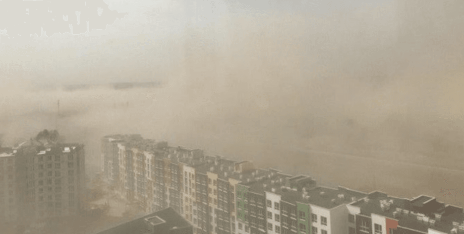 піщана буря з пустелі Сахара, Київ, столичне передмістя, рівень небезпеки жовтий, дощі