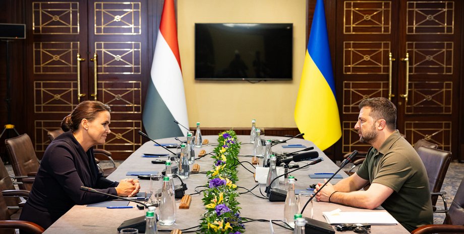 Каталин Новак, Владимир Зеленский, флаг Венгрии, флаг Украины, встреча