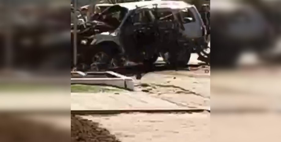 Последствия подрыва авто, подрыв коллаборанта, подрыв Луганщина, коллаборант покушение, коллаборант покушение Луганщина