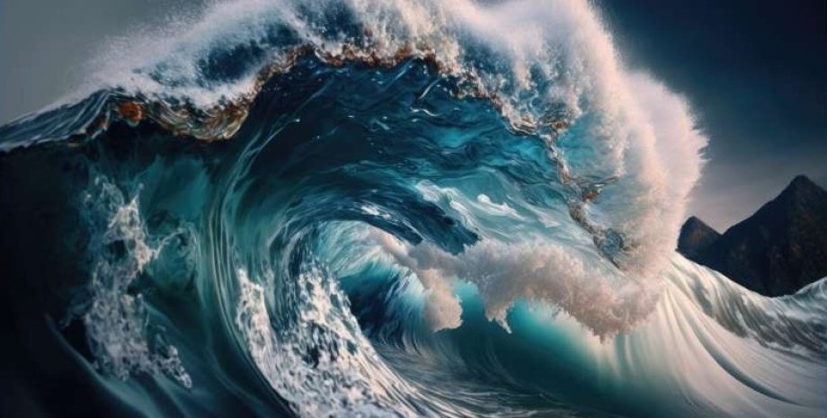 волна, океан, вода, море, цунами
