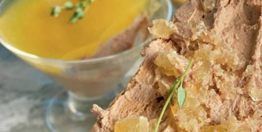 Паштет из печени с яблочным желе печеночный паштет, необычный рецепт паштета, что приготовить на новый год, прадничный рецепт, праздничная закуска