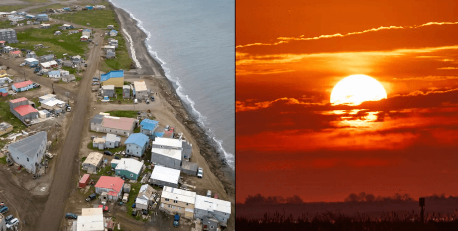 Город Уткиагвик, закат, солнце, последний раз зашло солнце, полярная ночь, жизнь под звездами, длинная ночь, 66 дней ночи