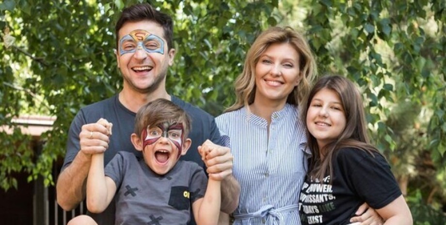 Владимир Зеленский и Елена Зеленская с детьми, семья зеленского, семья президента украины