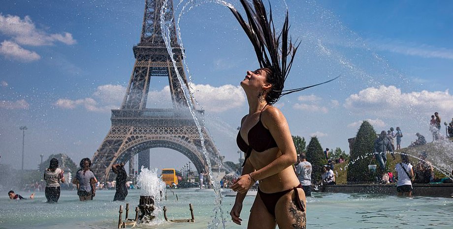 париж, люди, жара, бассейн, фото