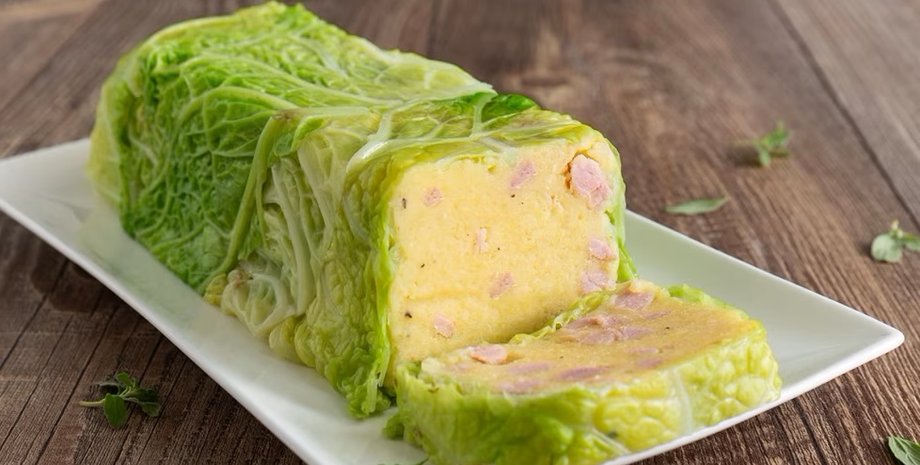 Террин из капусты, картофеля и ветчины, террин, закуска, что такое террин