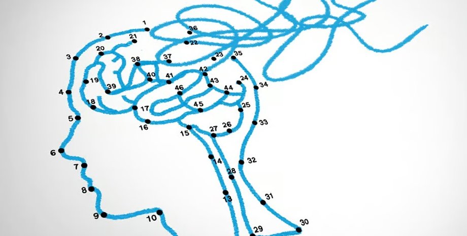 голова из линий, номера, мысли, разум